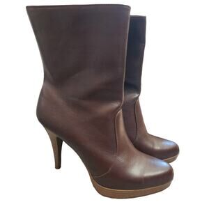 Apostrophe Letitia Brown Heeled Boots, NWOT, 9M